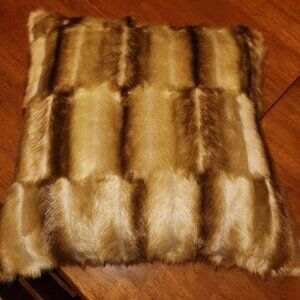 AVIVA STANOFF High end pillow 20x 20 faux fur down filled brown gold metallic